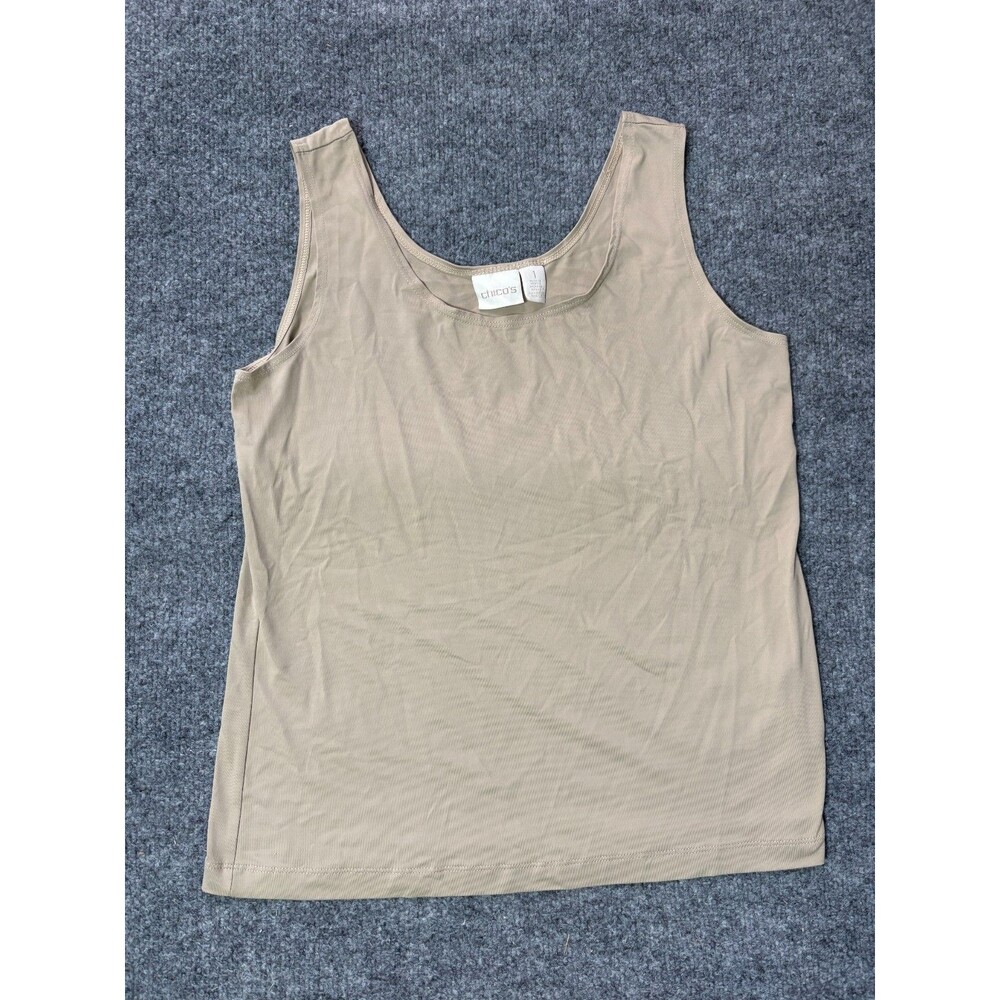 Chicos Tank Top Shirt Blouse Womens Chico Size 1 US 8/10 Beige Sleeveless
